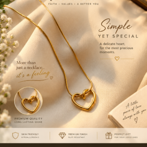Elegant Gold Heart Pendant Necklace – Premium Minimalist Jewelry Gift for Her